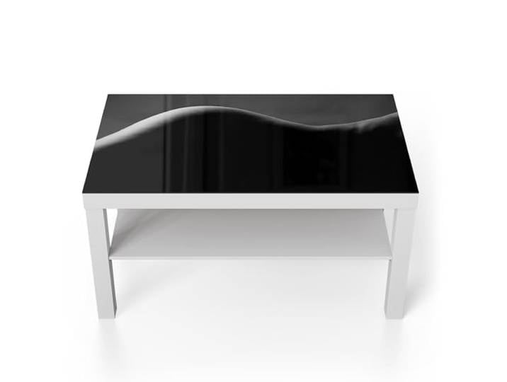 DEQORI Glastisch weiß groß 90x50 cm Motiv Formen im Kontrast ausgefallener Beistelltisch aus Glas Hochglanz Couchtisch fürs Wohnzimmer moderner Couch Tisch mit Design