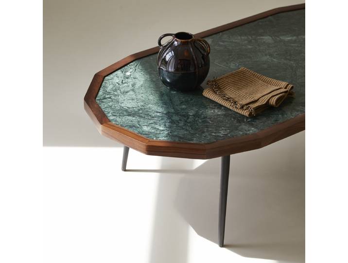Couchtisch aus massivem Palisanderholz und Marmor Jade - Braun - Sheesham