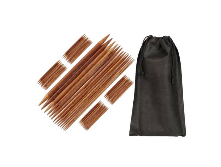 Relaxdays 75-tlg. Nadelspiel aus Bambus mit Tasche