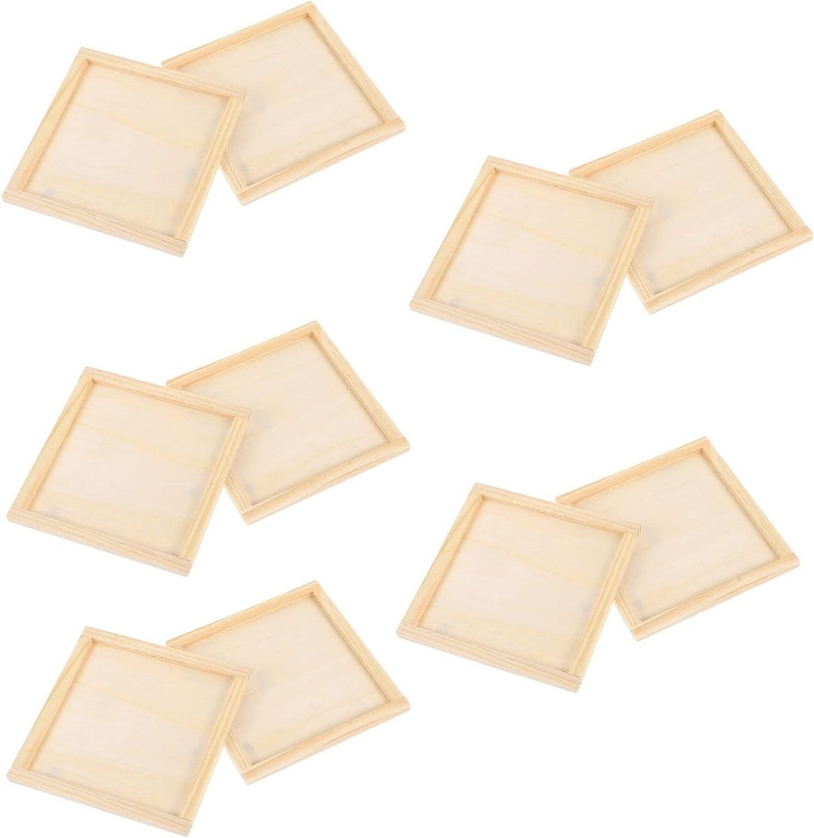Set van 10 houten fotolijsten van berkenhout voor DIY schilderen, 12 cm