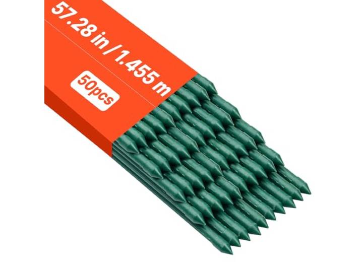 VEVOR Tuteur Plante 1\,45 m Tuteur Plante Grimpante 50 PCS Tuteurs à Tomates Jardin pour Soutien Plantes Grimpantes Légumes Extérieur\, Métal Recouvert Plastique Extrémité Pointue Picots Antidérapants