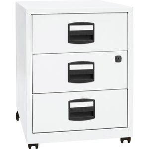 Bisley-Home Rollcontainer PFA, aus Metall, weiß, mit 3 Schubladen, abschließbar