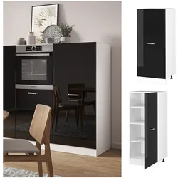 Vicco Vorratsschrank Küchenschrank R-Line Solid Weiß Schwarz 60 cm modern große Tür