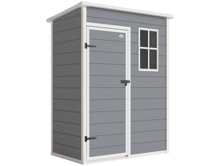 Outsunny Gerätehaus Kunststoff Aluminiumlegierung Grau, 92x193x151 cm, Gartenzubehör, Geräteschuppen