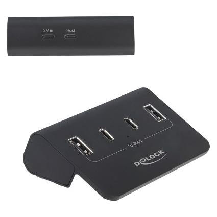 Delock USB 10 Gbps Hub mit 2 USB Type-C und 2 USB Typ-A Ports (64259) (Thunderbolt, USB-A, USB-C, 4 Ports) (64259)