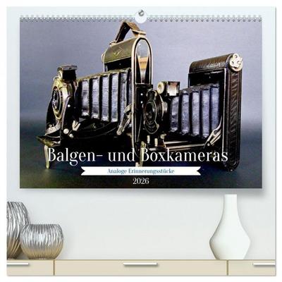 Balgen- und Boxkameras - Analoge Erinnerungsstücke (hochwertiger Premium Wandkalender 2026 DIN A2 quer), Kunstdruck in Hochglanz