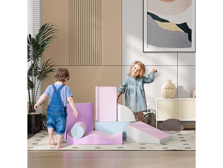 HOMCOM Blocs de Construction Enfants Similicuir Multicolore 40x40x20cm