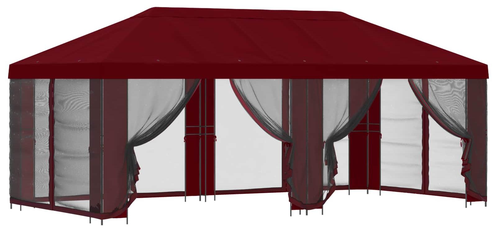 Garten Pavillon mit Seitenwänden 6 x 3 m Bordeauxrot
