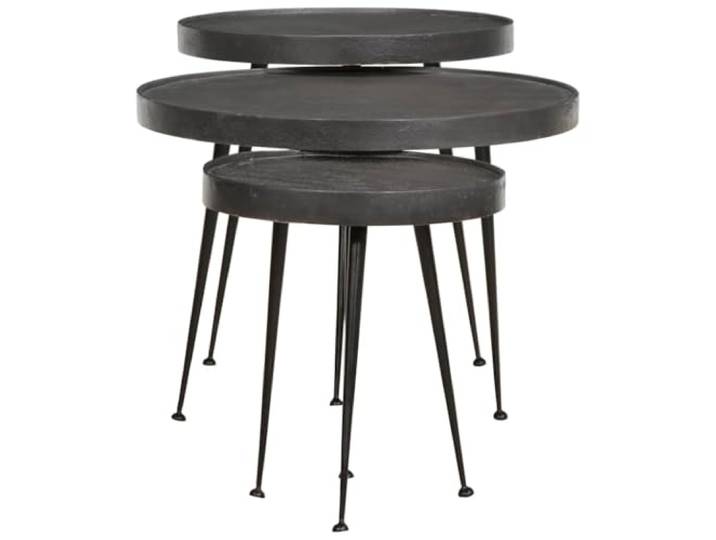 Couchtisch 3 Stück(e) Schwarz Holz Konstruktions 3er Set Tische Schwarz Konstruktionsholz für Wohnzimmer stabile Konstruktion einfache Reinigung modernes Design