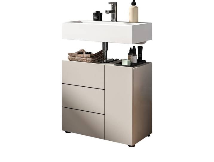 Inn.Furn Waschbeckenunterschrank Kaschmir, Badezimmer Unterschrank 60 x 56 cm, Kunststoff, Nachbildung, 1 Fächer, 60x56x34 cm, Badezimmer, Badmöbel, Waschbeckenunterschränke