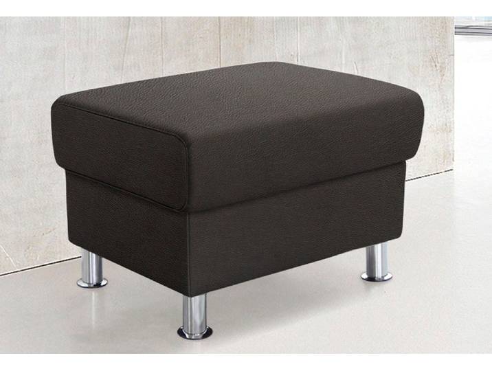 Polsterhocker, Microfaser & Kunstleder, Braun, 67×53×46 cm, Chromfüße, Trendy, TRENDMANUFAKTUR