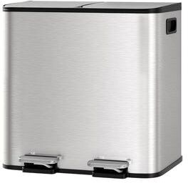 Garvee 2 x 4 gal Stainless Steel Double Trash Can with Lid for Kitchen, Silver