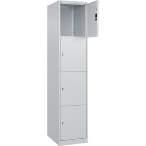 CP-Möbel Schließfachschrank Classic Plus lichtgrau, 4 Fächer, Stahl, 40 x 185cm, mit Zylinderschloss