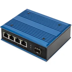 DIGITUS Industrieller 4+1-Port Gigabit Ethernet PoE Switch Unmanaged, 4 RJ45-Anschlüsse 10/100/1000 Mbits