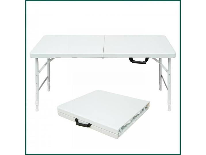 Table pliante portable robuste - Avec poignée hauteur réglable multifonction 150kg – Blanc
