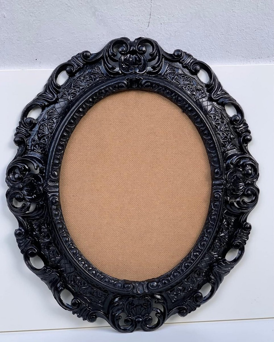 Ovale Zwarte Sierlijst in Barok Stijl met Glas - Klassiek Fotolijst 45 x 38 cm