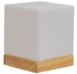 Uplifted Finds OUDELADI Solid Wood Glass LED Bedside Table Lamp Warm Night Light For Bedroom c Square Glass cold White