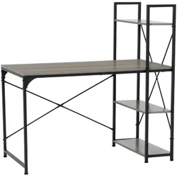Schreibtisch TUZLA mit Seitenregal 120 x 64 cm – Eiche Grau
