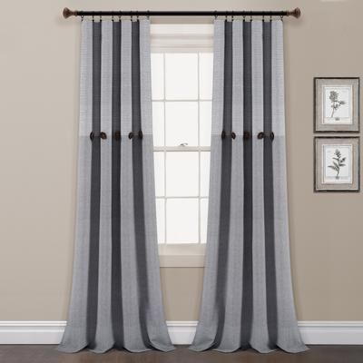 Lush Decor Farmhouse Button Stripe Yarn Dyed Woven Cotton Window Curtain Panel Pair