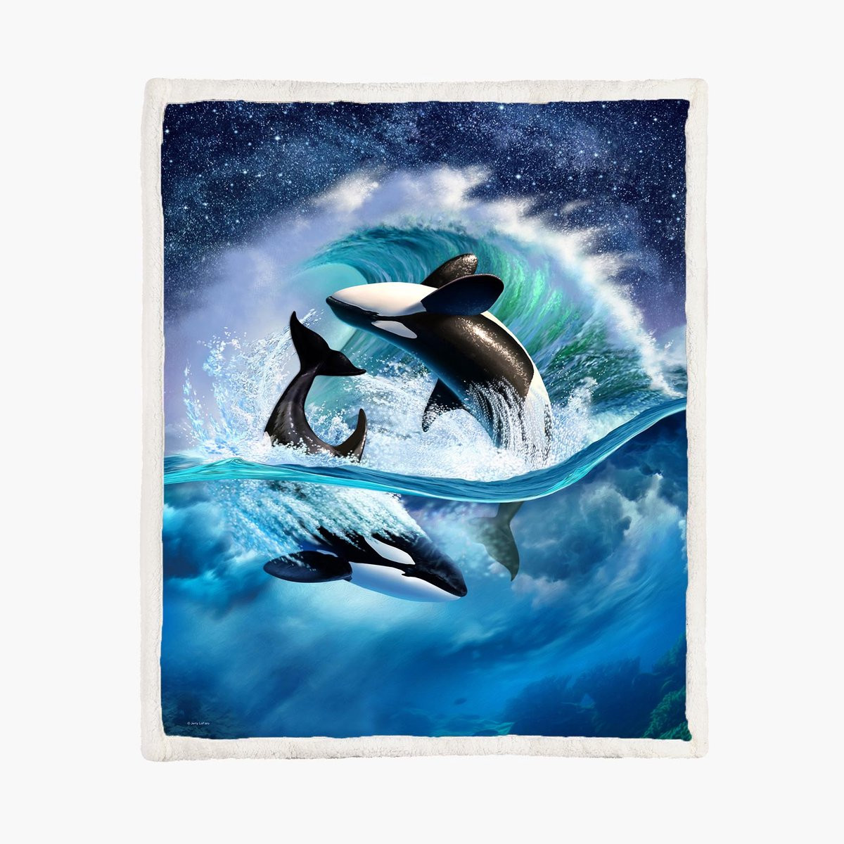 The Coloured House Fleece Deken Orca Wave, 150 x 200 cm
