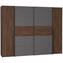 FORTE Schwebetürenschrank Narago 270 x 210 cm Holzoptik Walnuss / Betonoptik