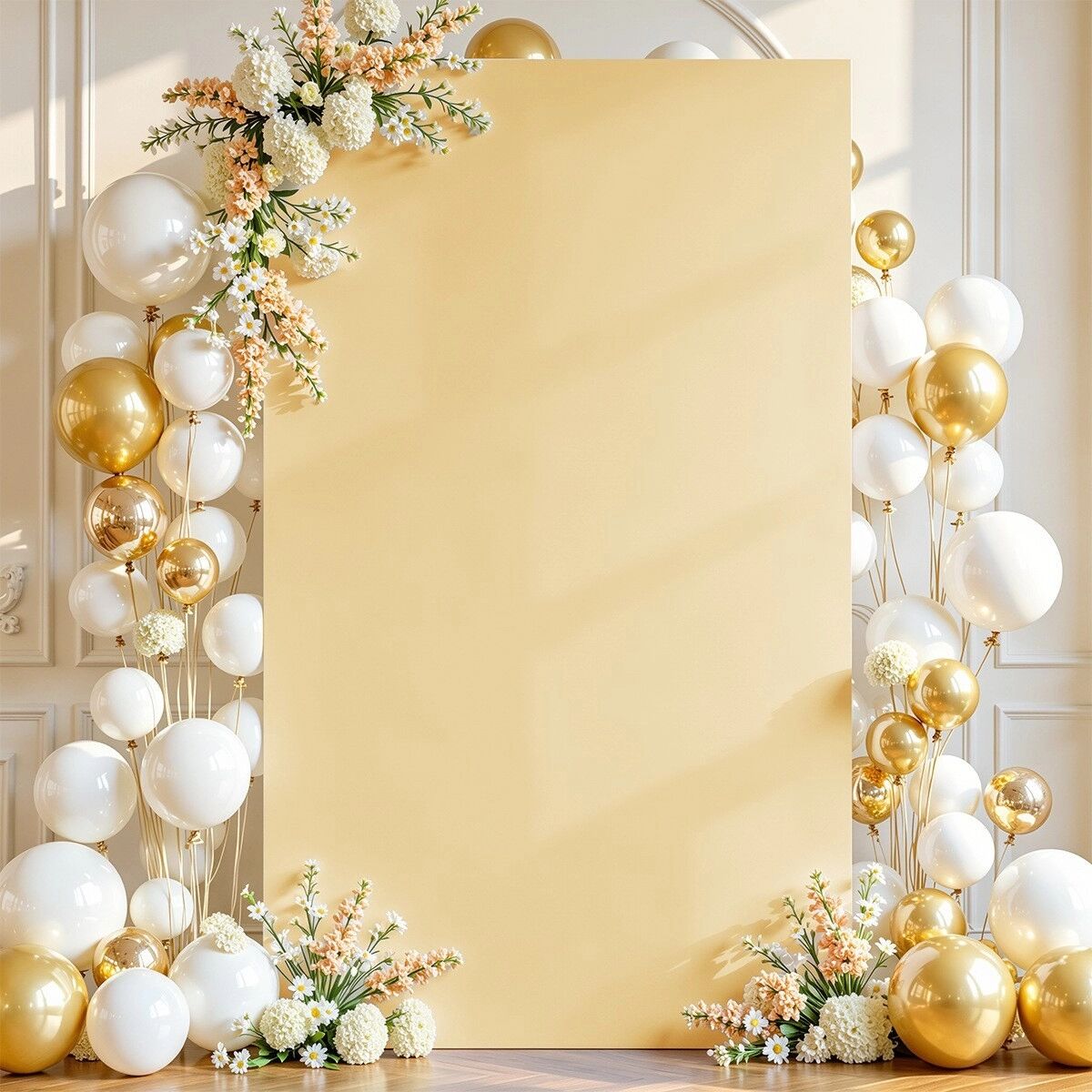 INF Elastischer, anliegender Hochzeits-Hintergrundbezug – Stretch Milk Silk Polyester, 200cm x 200cm, Mehrfarbig Champagne