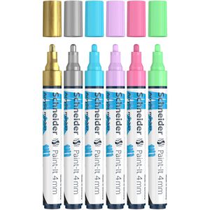 Schneider Acrylstifte Paint-It 320, 50-120296, Set 2, sortiert, Rundspitze, wasserfest, 6 Stück