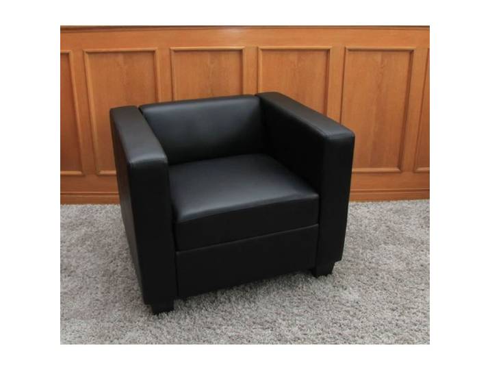 Fauteuil Club / Lounge Lille - Cuir reconstitué - Noir - Contemporain - Adulte - 86x75x70cm