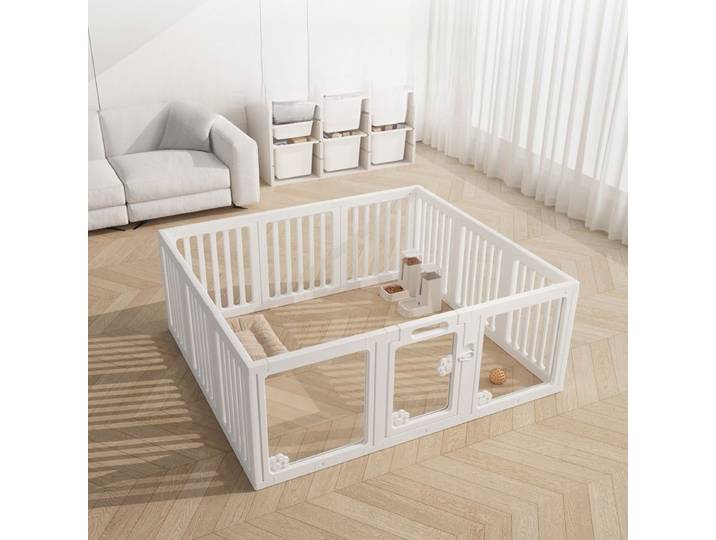 Parc de jeu pour chien Clôture modulaire pour animaux de compagnie avec porte verrouillable Enclos intérieur sécurisé pour chiots, petits chiens, chats et petits animaux