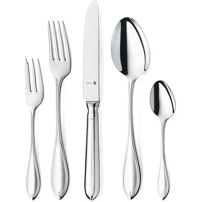 Besteck-Set WMF "Premiere in klassisch-eleganter Optik, ergonomisch, Wellenschliff", silber (edelstahlfarben), 30 Stk., Cromargan Edelstahl Rostfrei 18/10, Essbesteck-Sets, spülmaschinengeeignet, optimale Schärfe, hochwertiger Besteckkasten