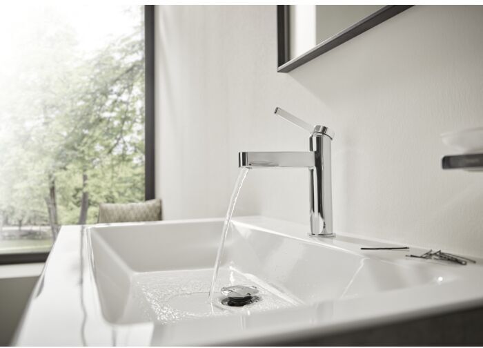 Hansgrohe Finoris 110 Waschtischarmatur 76023000 mit Push-Open Ablaufgarnitur, chrom