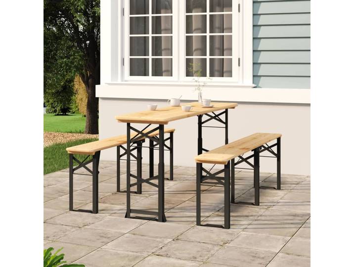 Table à bière pliante 170x50x75/105cm, en bois de sapin massif, Table de Patio de jardin extérieur, Table de pique-nique, décoration de mobilier d'extérieur