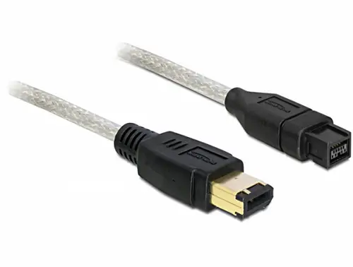Delock FireWire Anschlusskabel [1x Firewire 6pol Stecker (IEEE1394) - 1x Firewire (800) Stecker 9pol.] 2m Grau