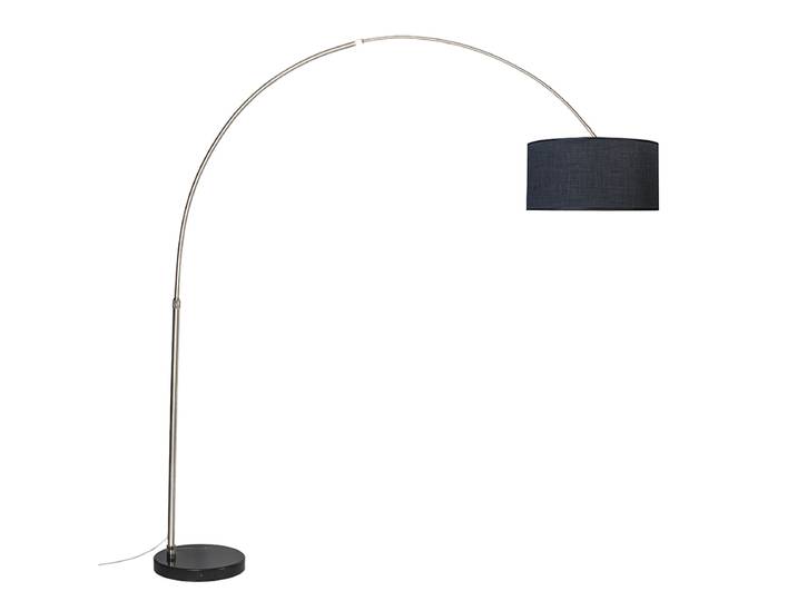 Lampe à arc en acier avec abat-jour en tissu noir 50 cm - XXL
