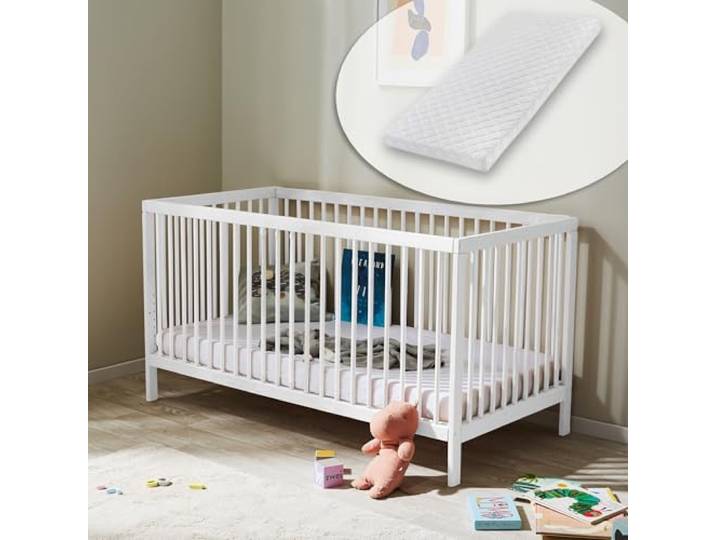 Kids Collective Babybett 70x140 cm Weiß mit Matratze