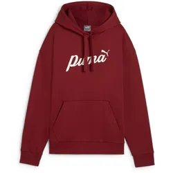 PUMA Essentials+ Script Fleece Hoodie Damen 13 - intense red/white rubber S