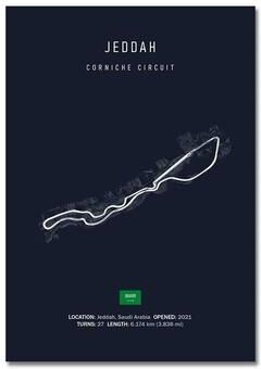 Inspired Finds F1 Racing Circuit Canvas Wall Art For Motorsport & Formula Racing Fans 19.69x27.56in Unframe jeddah
