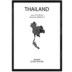 POSTER Länder & Kontinente Thailand A3 Schwarzer Rahmen