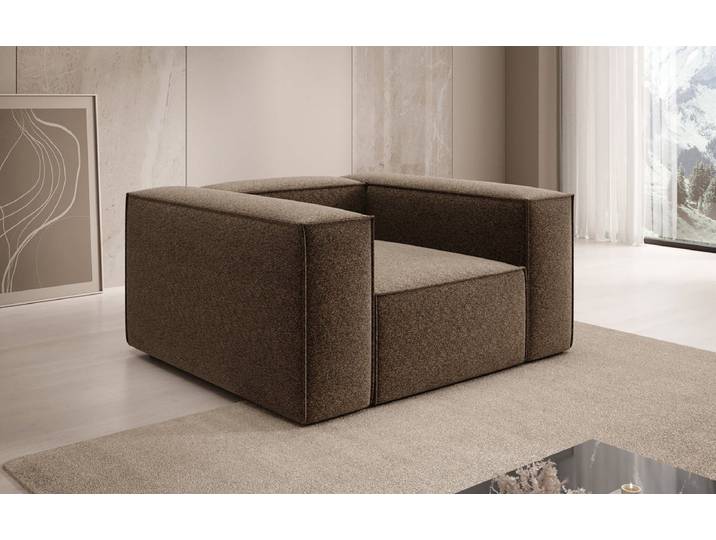 Designer Sofa-Sessel Lesley in Strukturstoff - Braun - Strukturstoff - Luxusbetten24