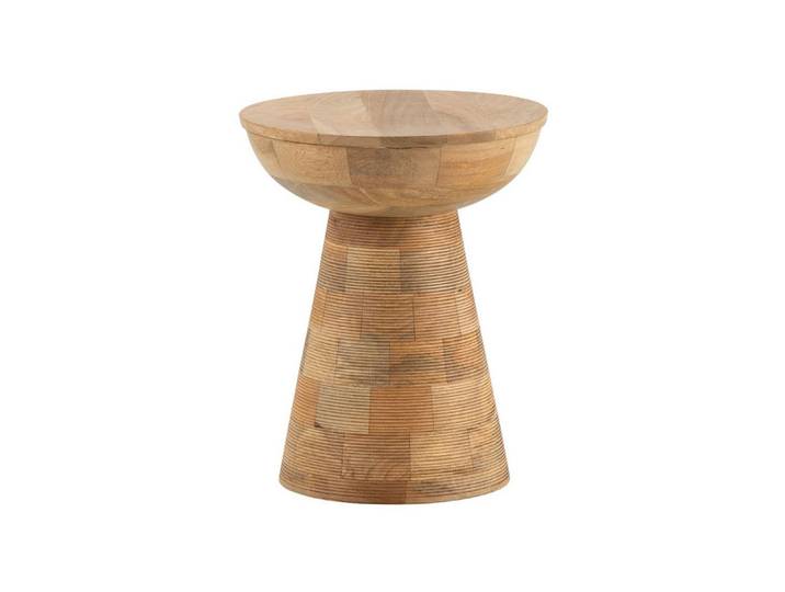 furnicato Beistelltisch Vollholz 37x37x45 cm Hellbraun (1-St), Handgefertigter Nebenbeistelltisch mit Ablage und Filzgleitern