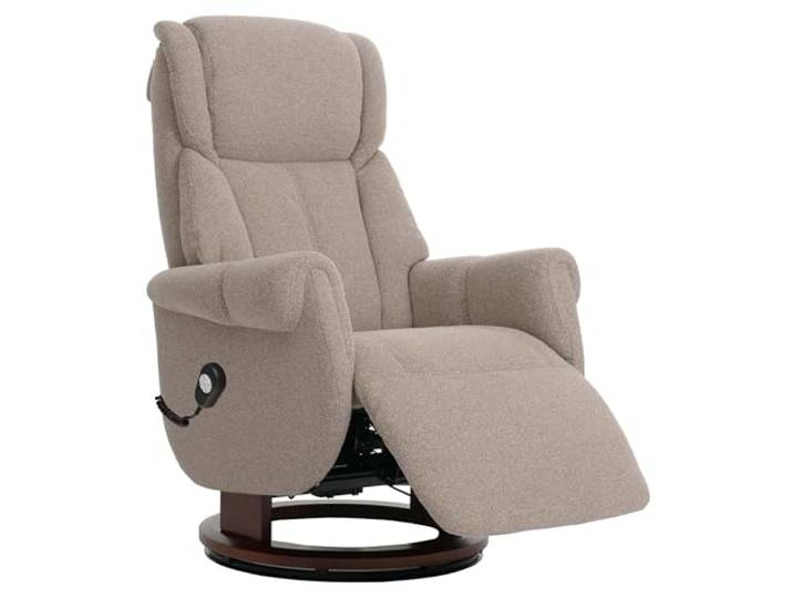 MCA Relaxsessel + Aufstehhilfe HWC-N58 Bouclé - braun, Holz walnussfarben Fernsehsessel, Sessel, Fußstütze, Stoff