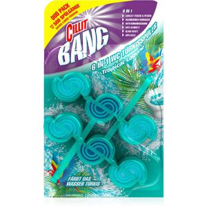 Cillit-Bang WC-Duftspüler 6 in 1, Tropical Lagune, Türkisspüler, Einhänger mit Stein, 2 Stück
