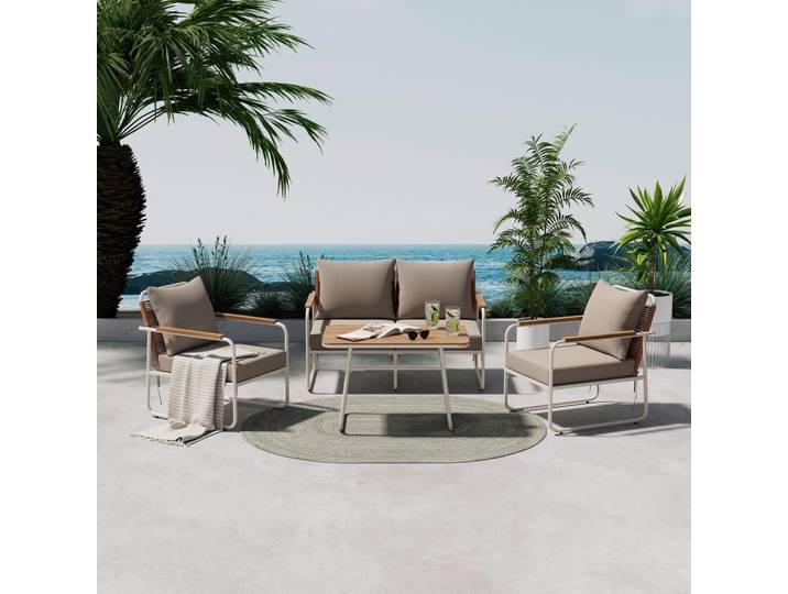 Loungegarnitur Portofino Holz/Metall