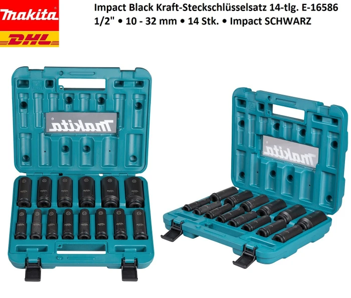 Makita E-16586 Impact Black impact Socket Set - 14 Pieces