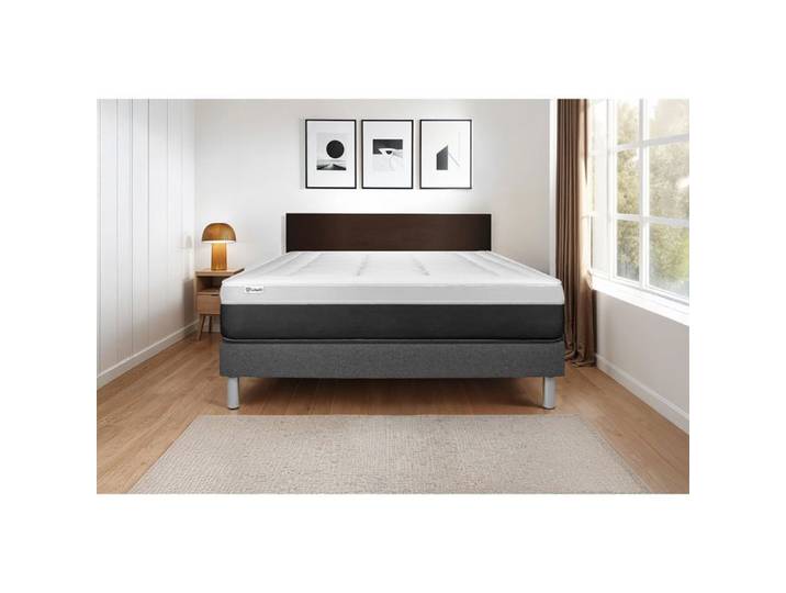 Ensemble Matelas Sommier 160x220 cm - Sommier Gris (en kit) - Vital Form Gris