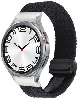Everyday Crate Samsung Galaxy Watch 6 5 4 Magnetic Nylon Watch Band Soft Woven Watch Strap With Fold Buckle black