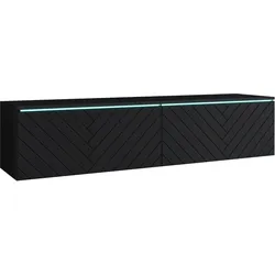 TV-Lowboard mit LED ca. 140x30 cm Schwarz Fischgr.