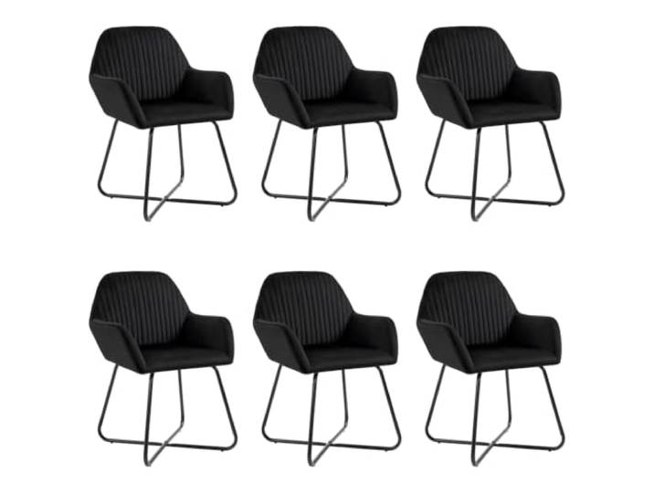 KUTYWEXFM Esszimmerstühle 6er Set Schwarz Samt Polsterstuhl mit Armlehne Stabiler Samtsessel mit Metallbeinen und Ergonomie für Wohnzimmer, Esszimmer, Schminktisch und moderne Küchenbereiche.