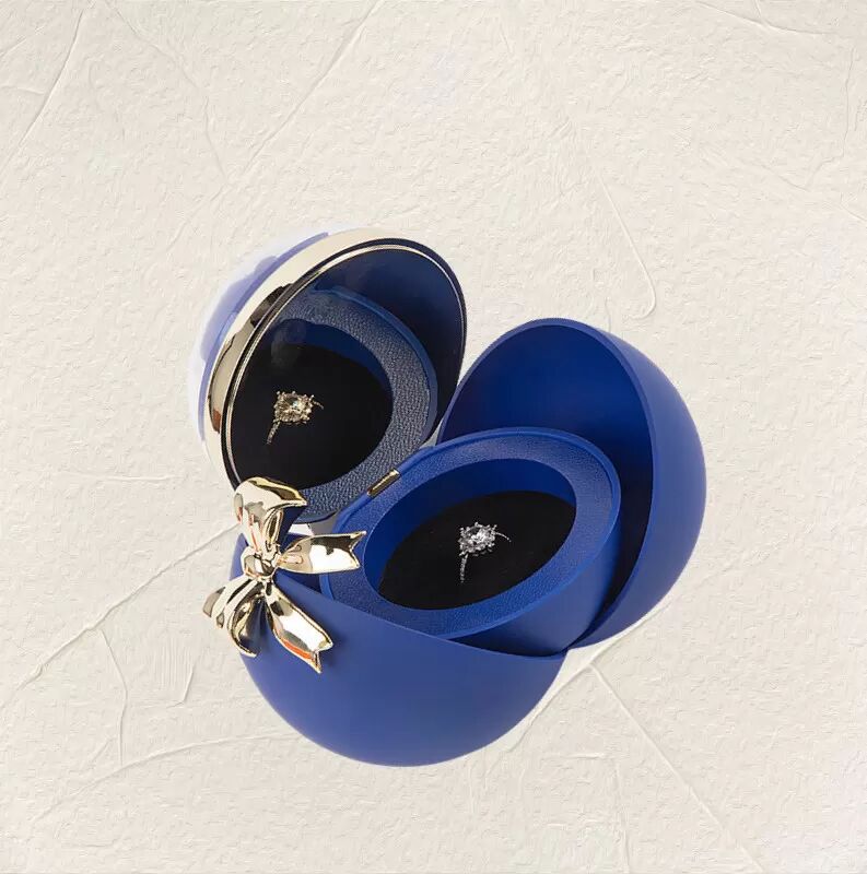 INF Luxuriöse Samt-Ringbox für Heiratsantrag, Verlobung, Hochzeit Blau