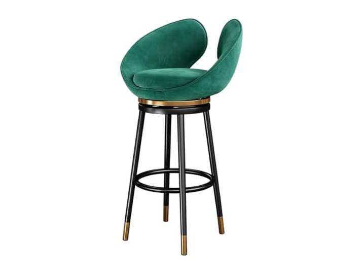 Drehbarer Barhocker Set 1, Rückenlehne, Samtsitz Metall-Fußstütze, Theke, Insel, Esszimmer(Green,29.5in Black)